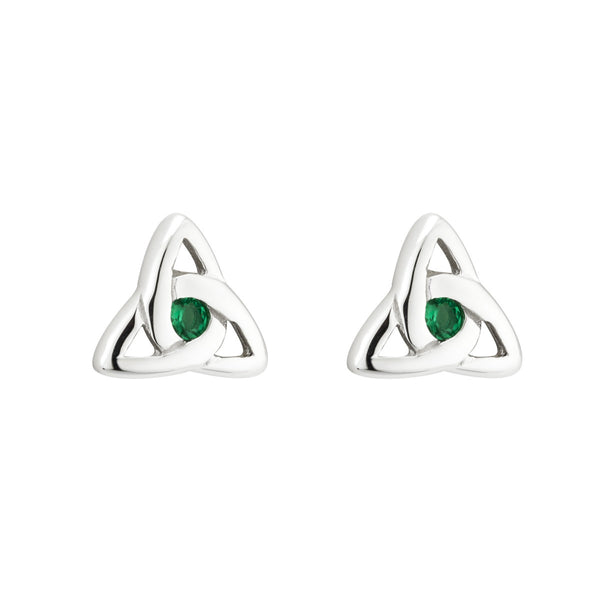 Emerald Trinity Knot Stud Earrings