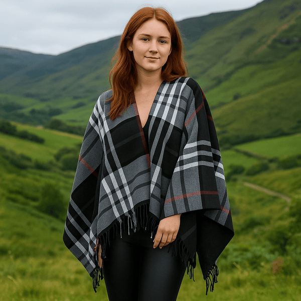 Jimmy Hourihan Fringed Shawl in Plaid Design