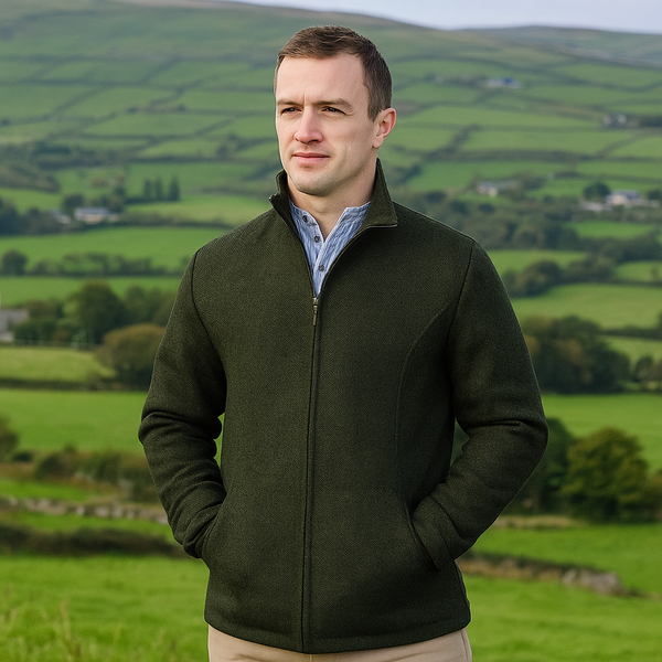 Donegal Herringbone Walking Jacket - Olive