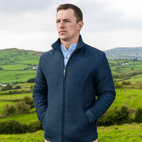 Donegal Herringbone Walking Jacket - Navy Blue Tones