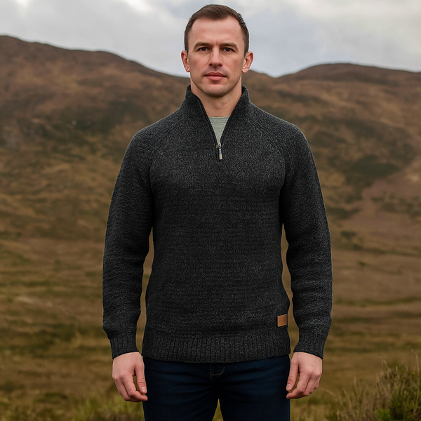Charcoal Zip Knit Sweater