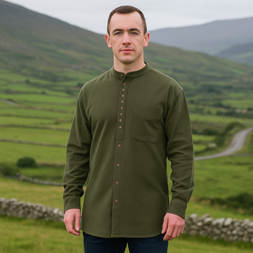 Dark Army Green Irish Grandfather Shirt
