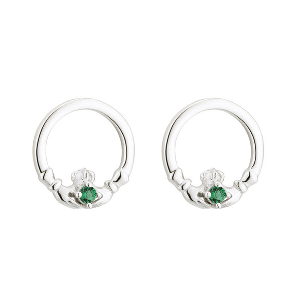 Emerald Claddagh Stud Earrings