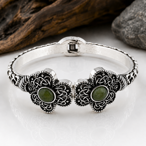 Silver Plated Shamrock Torc Bangle