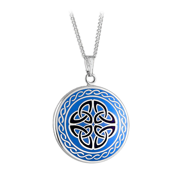 Blue Enamel Four Trinity Knots Pendant