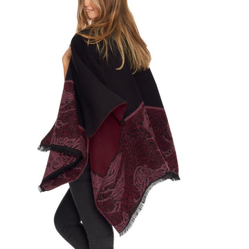 Fringed Shawl with "Animal" Print Contrasting Hem
