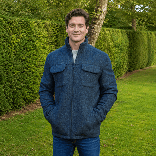 Skellig Wool Tweed Walking Jacket - Navy