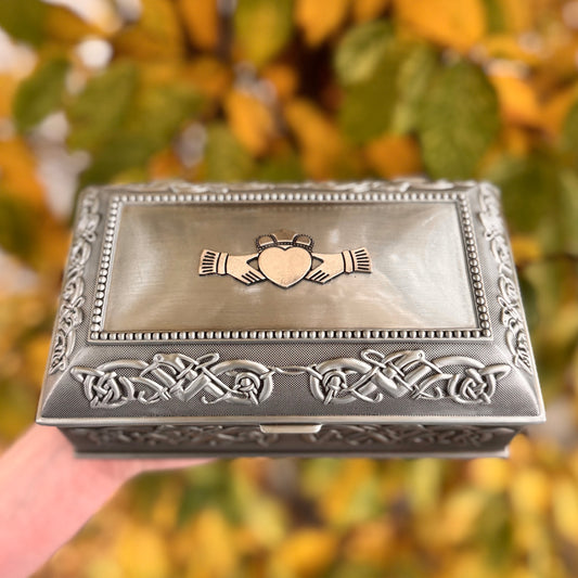 Vintage Celtic Jewelry Box with Claddagh Design,jewelry box