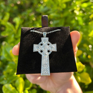 Irish High Cross with White Cubic Zirconias