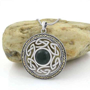 Celtic Heritage Sterling Silver Necklace with Connemara Marble