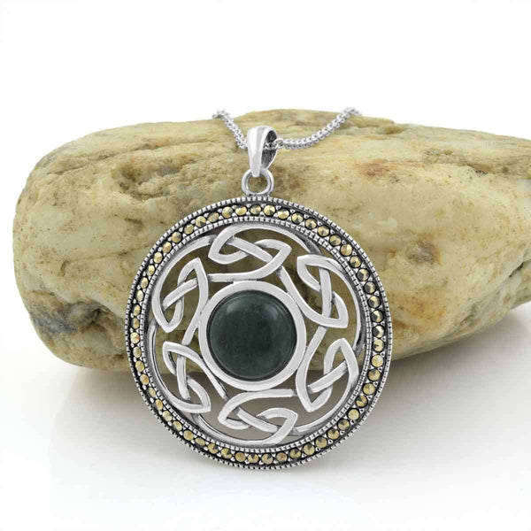 Celtic Heritage Sterling Silver Necklace with Connemara Marble