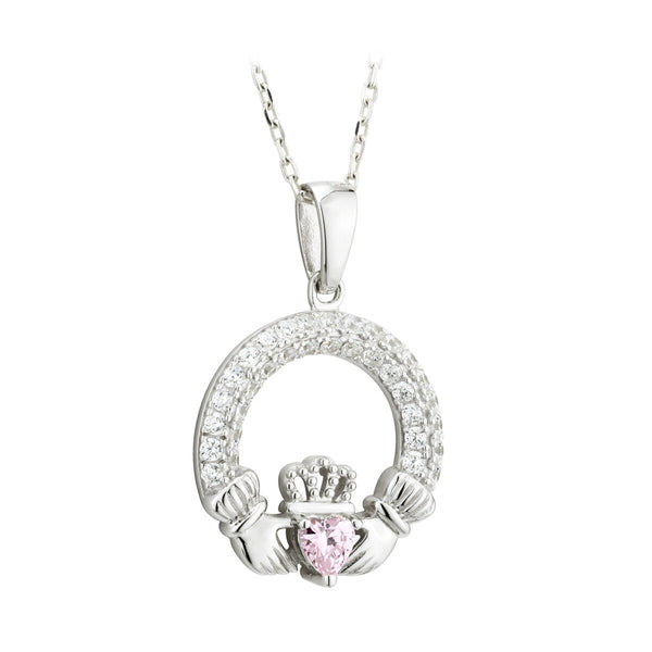 October Birthstone Claddagh Pendant
