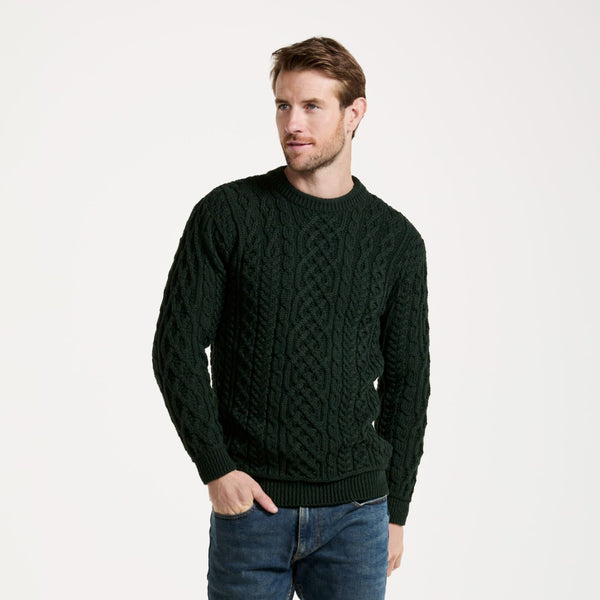 Inishturk Mens Aran Forest Green Sweater