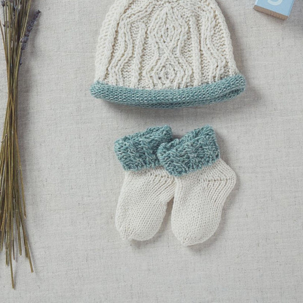 Trá Beag Baby Merino Aran Socks - Seafoam
