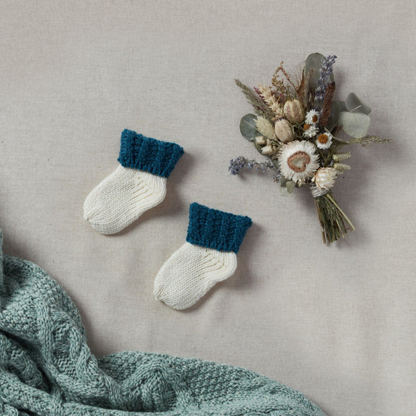 Trá Beag Baby Aran Socks - Teal