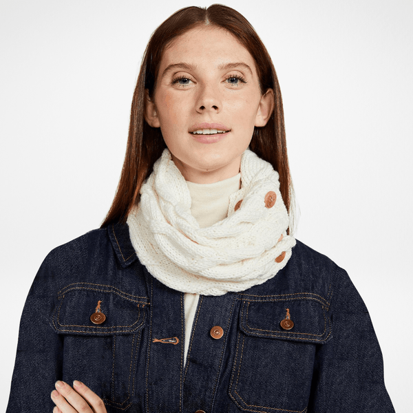 Carrowholly Aran Button Cream Snood