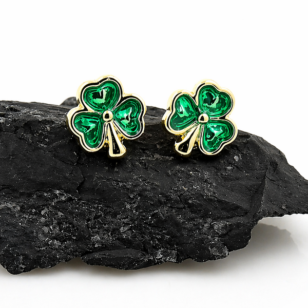 Enamel Shamrock Stud Earrings