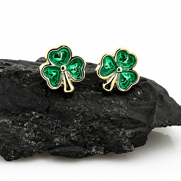 Enamel Shamrock Stud Earrings