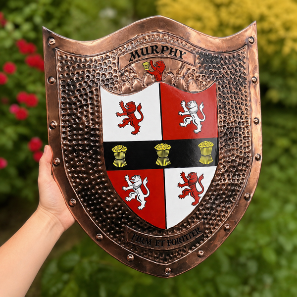 Hand Beaten Copper Heraldic Shield
