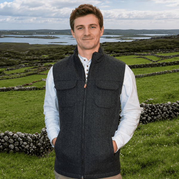 Irish Wool Tweed Bodywarmer - Charcoal