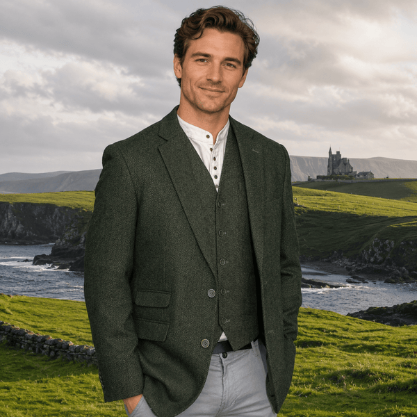 Irish Wool Tweed Sport Jacket - Olive