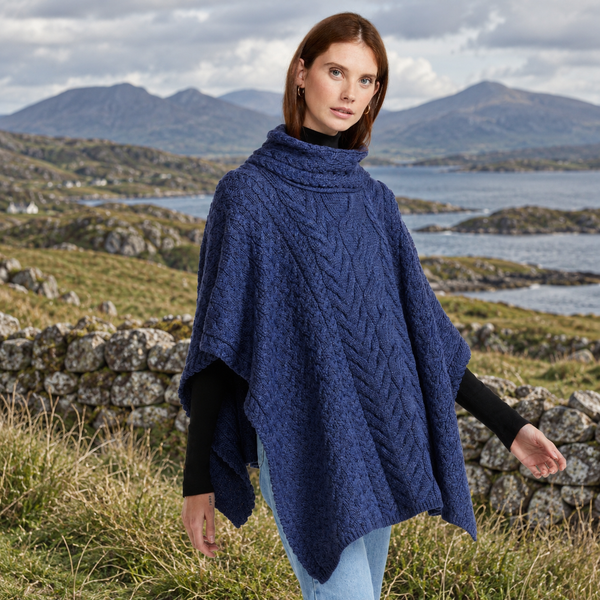 Torc Ladies Navy Aran Poncho