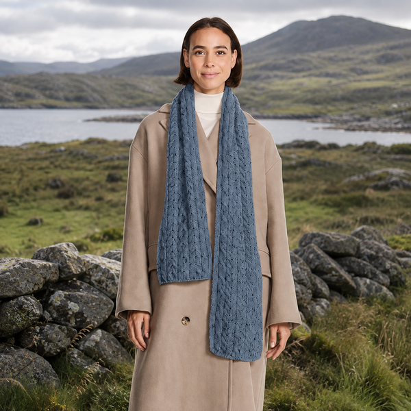 Denim Worsted Aran Scarf