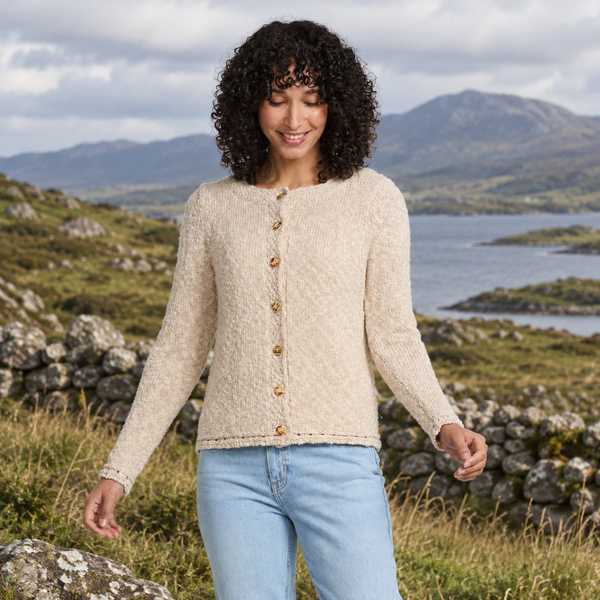 Epona Cotton-Linen Cream Cardigan