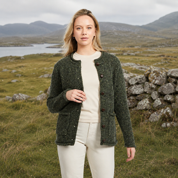Avondale Ladies Tweed Green Cardigan