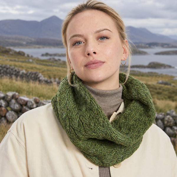 Newport Aran Green Cable Snood