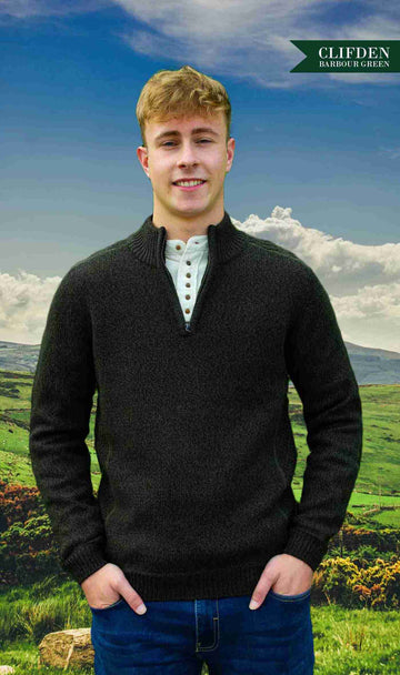 Clifden Zip Knit Aran Sweater