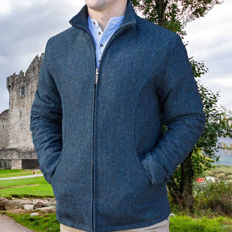 Donegal Wool Tweed Walking Jacket - Blue