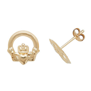 Small Gold Claddagh Stud Earrings
