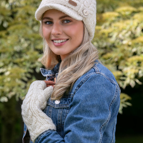 Cream Aran Wool Mittens