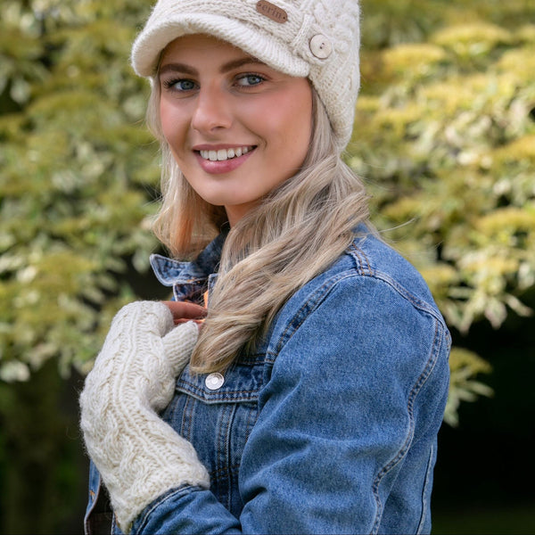 Cream Aran Wool Mittens