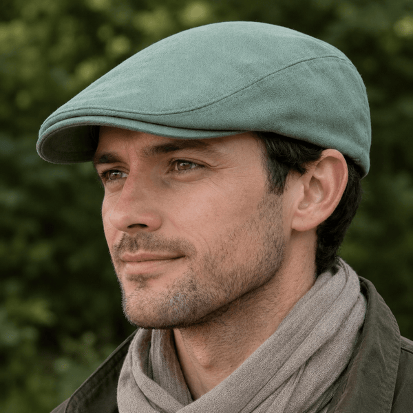 Traditional Flat Cap Linen Green