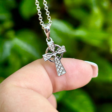 Silver Embossed Celtic Cross Necklace