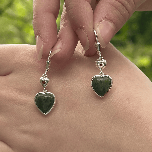 Connemara Marble Silver Heart Earrings
