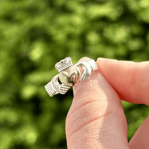Sterling Silver Gold Heart Claddagh Ring