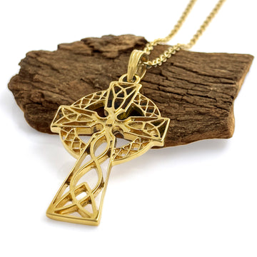 Gold Plated Traditional Filigree Celtic Cross