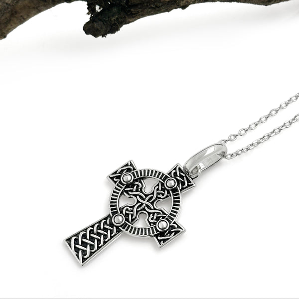 Oxidized Sterling Silver Celtic Cross