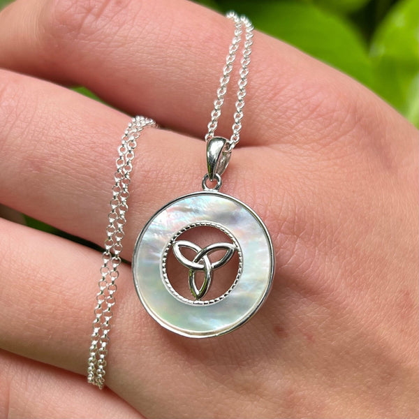 Sterling Silver Mother of Pearl Trinity Knot Pendant
