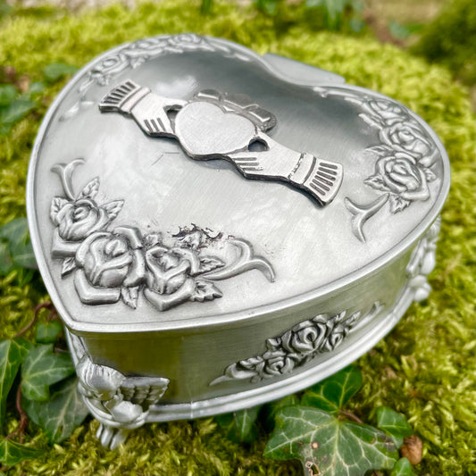 Mullingar Pewter Jewelry Box with Claddagh Design,jewelry box