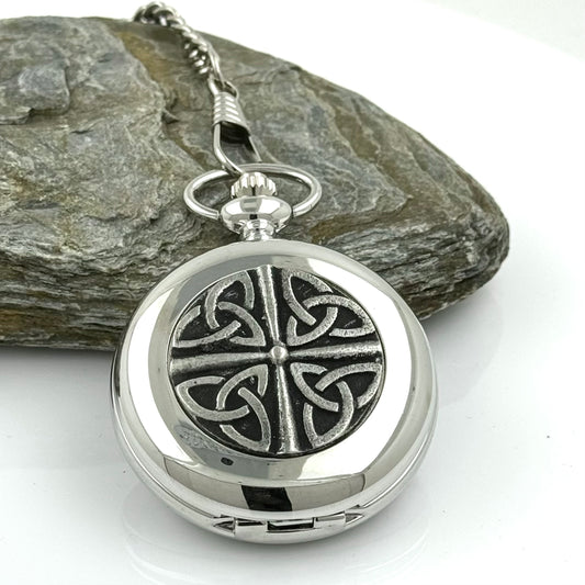 Mullingar Pewter Gents Pocket Watch With Trinity Design,Watch only,Pocket Watch
