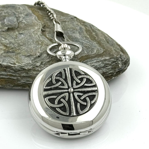 Mullingar Pewter Gents Pocket Watch With Trinity Design,Watch only,Pocket Watch