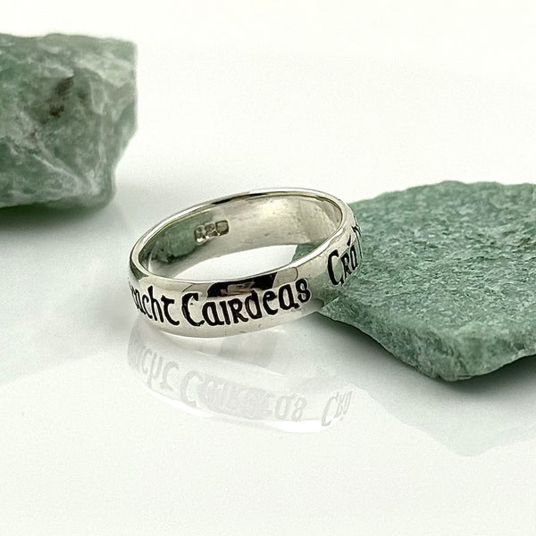 Engraved Sterling Silver Ring With Gaelic Writing