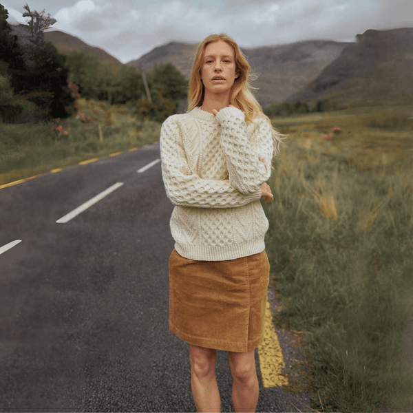 Kilronan Aran Ladies Natural Honeycomb Sweater