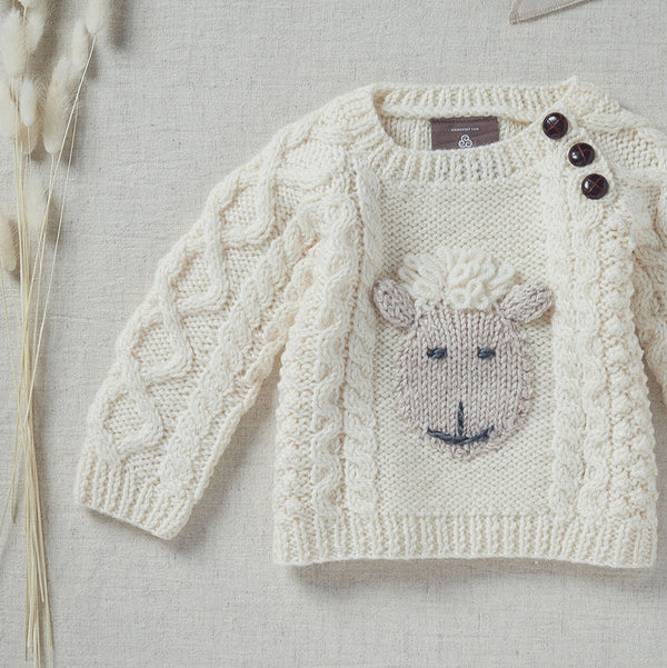 Shepley Character Baby Aran Wool Crew Neck Sweater