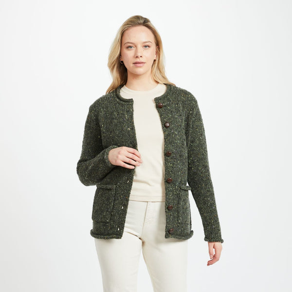 Avondale Ladies Tweed Green Cardigan