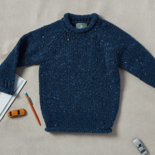Brackloon Óg Children's Roll Neck Raglan Crew - Navy Blue